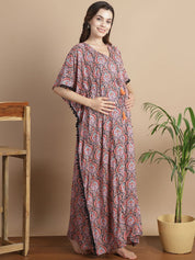 Multi-Color Ethnic Rayon Maternity Kaftan