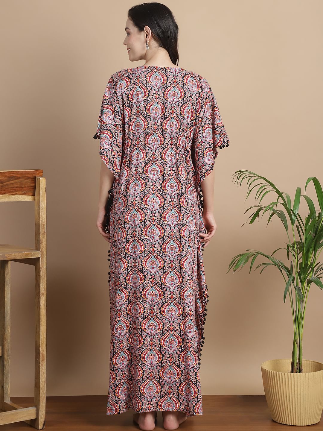 Multi-Color Ethnic Rayon Maternity Kaftan