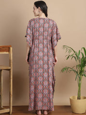 Multi-Color Ethnic Rayon Maternity Kaftan