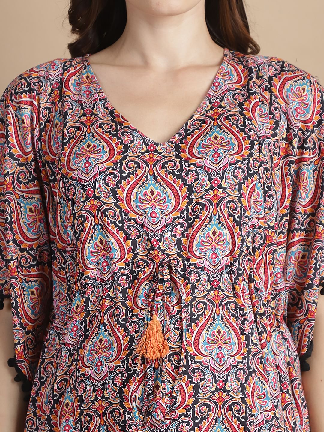 Multi-Color Ethnic Rayon Maternity Kaftan