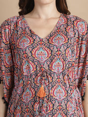 Multi-Color Ethnic Rayon Maternity Kaftan