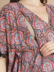 Multi-Color Ethnic Rayon Maternity Kaftan