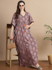 Multi-Color Ethnic Rayon Maternity Kaftan