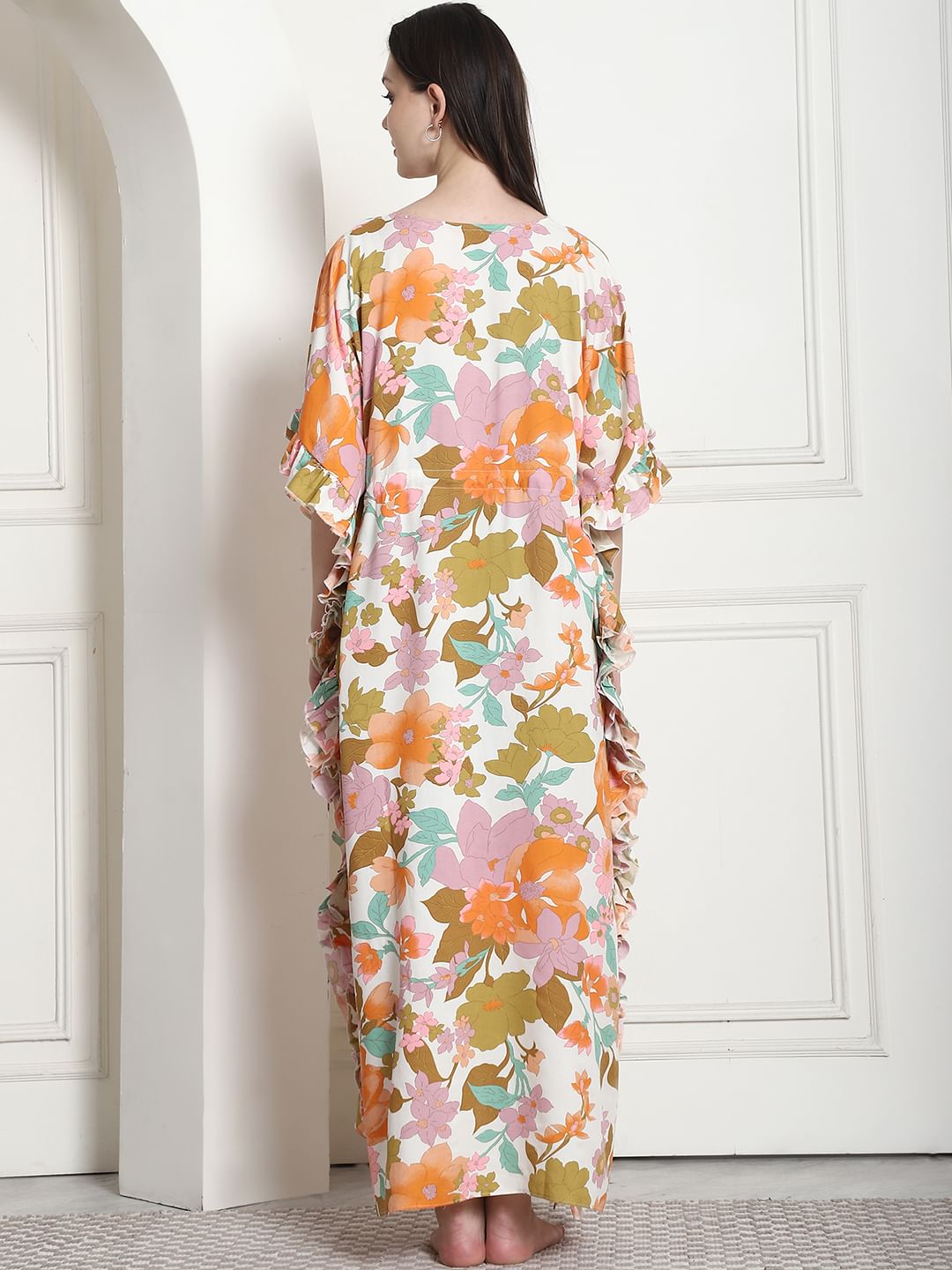 Floral Print Multi Rayon Maternity Kaftan
