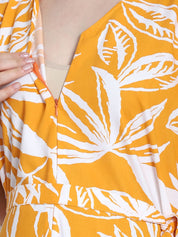 Floral Print Yellow Rayon Maternity Kaftan