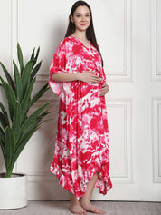 Tie & Dye Print Pink Rayon Maternity Kaftan