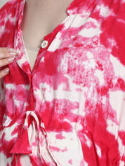 Tie & Dye Print Pink Rayon Maternity Kaftan