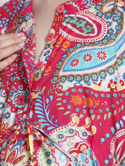Printed Pink Cotton Maternity Kaftan