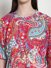 Printed Pink Cotton Maternity Kaftan