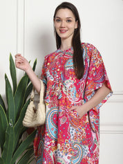 Printed Pink Cotton Maternity Kaftan