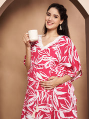Floral Print Pink Rayon Maternity Kaftan