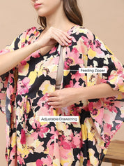 Floral Print Multi Rayon Maternity Kaftan Full Length