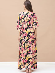 Floral Print Multi Rayon Maternity Kaftan Full Length