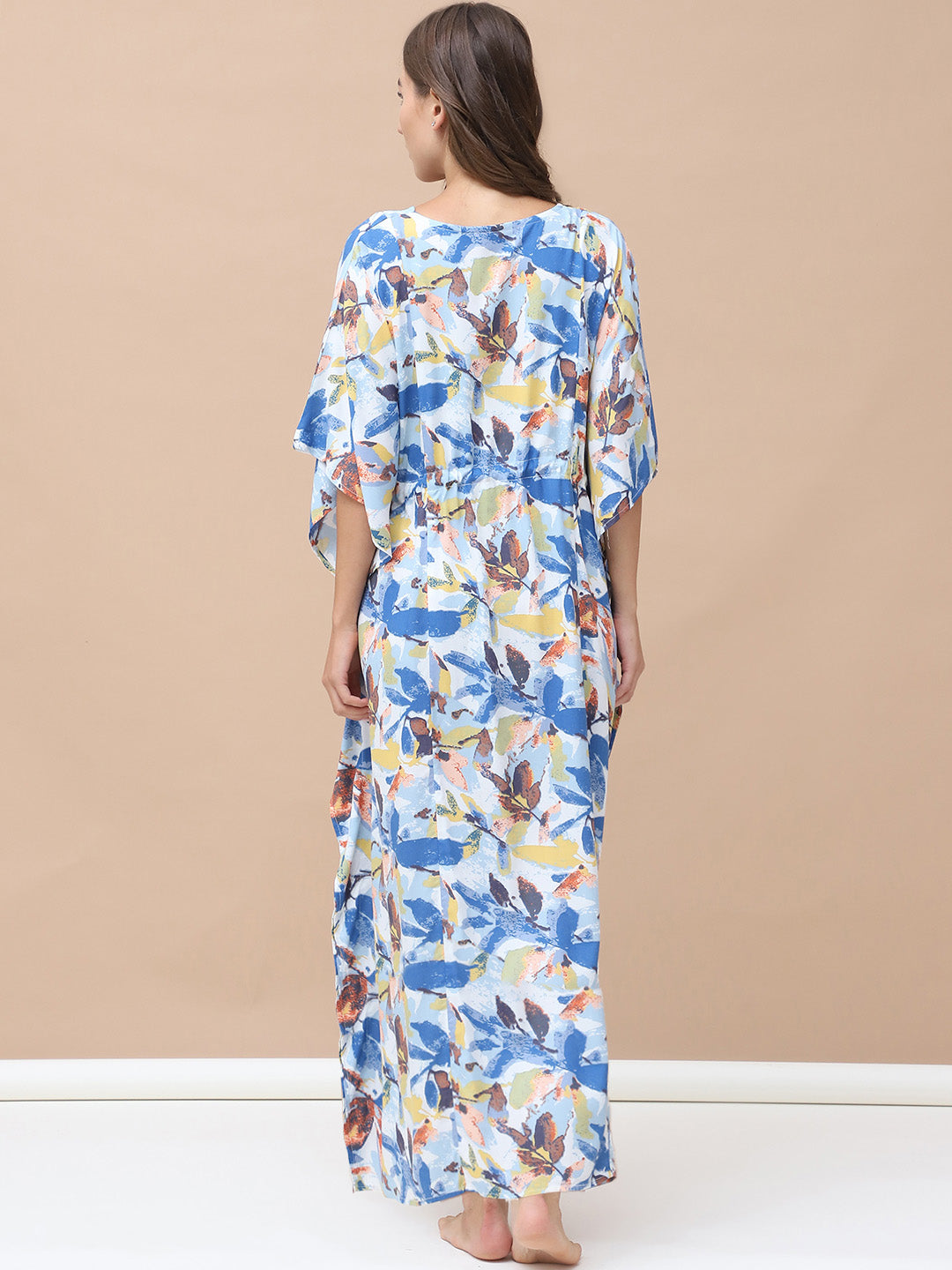 Blue Floral Rayon Maternity Kaftan