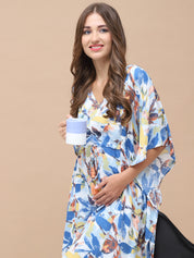 Blue Floral Rayon Maternity Kaftan