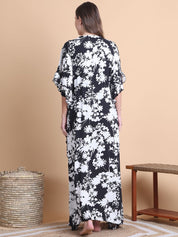 Secret Wish Black Floral Rayon Maternity Kaftan