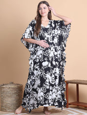 Secret Wish Black Floral Rayon Maternity Kaftan