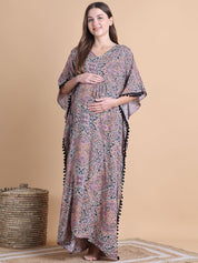 Secret Wish Multi-Coloured Abstract Rayon Maternity Kaftan