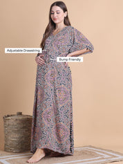 Secret Wish Multi-Coloured Abstract Rayon Maternity Kaftan