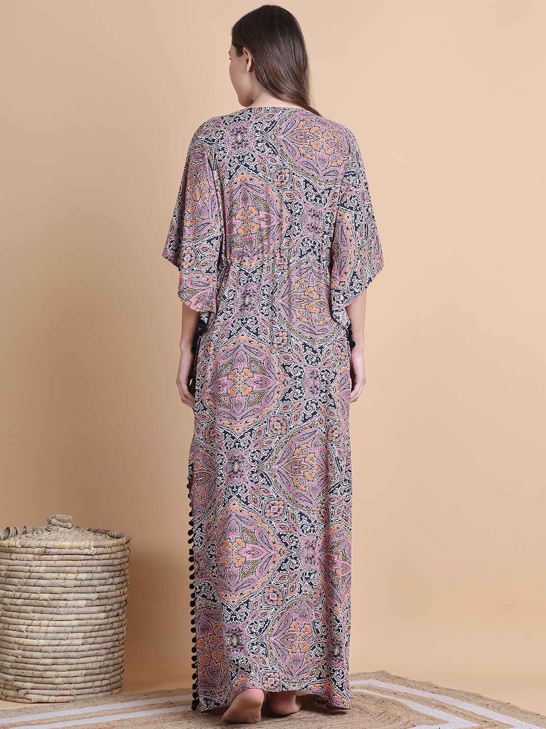 Secret Wish Multi-Coloured Abstract Rayon Maternity Kaftan