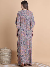 Secret Wish Multi-Coloured Abstract Rayon Maternity Kaftan