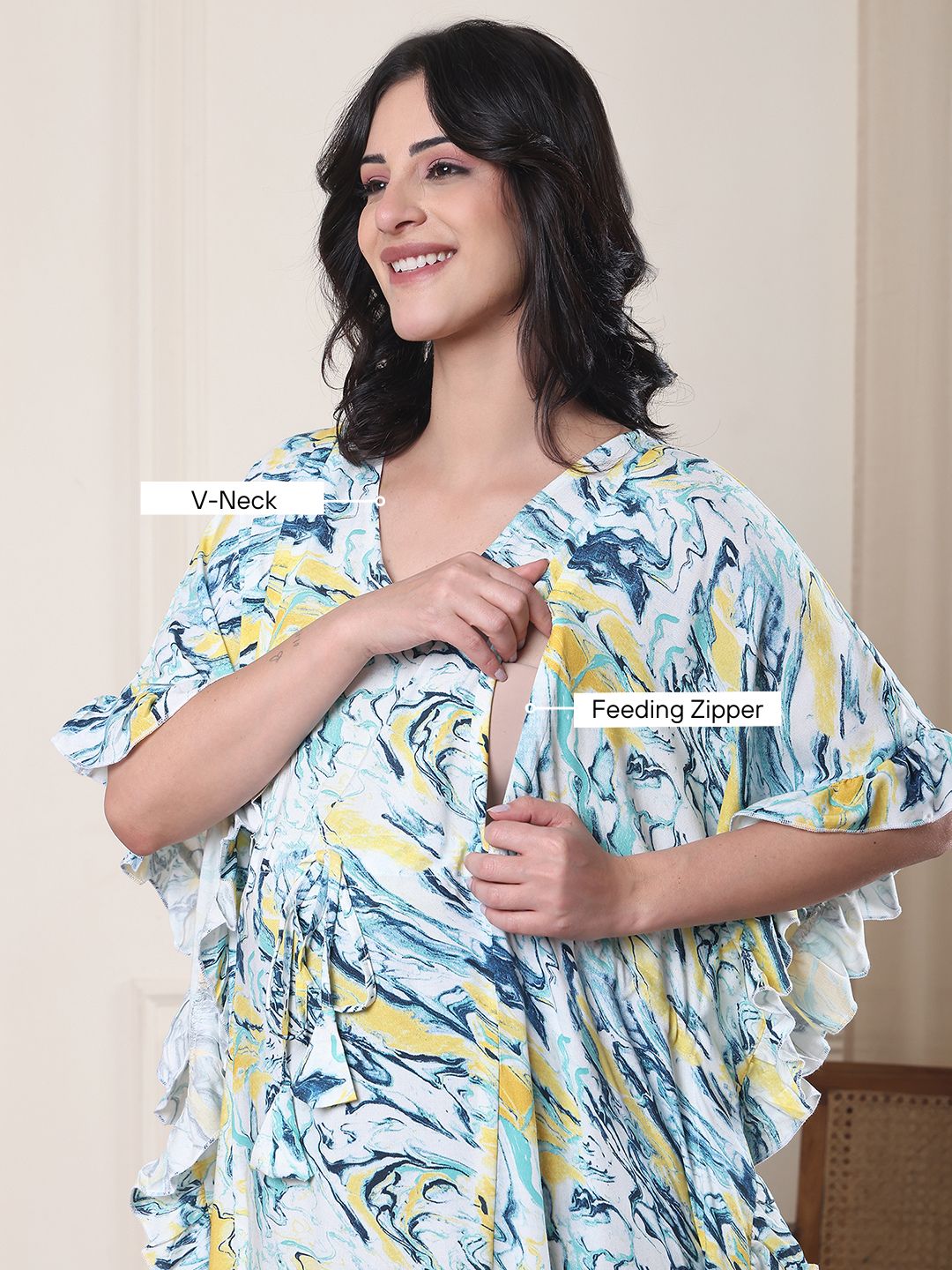 Blue Marble Rayon Maternity Kaftan