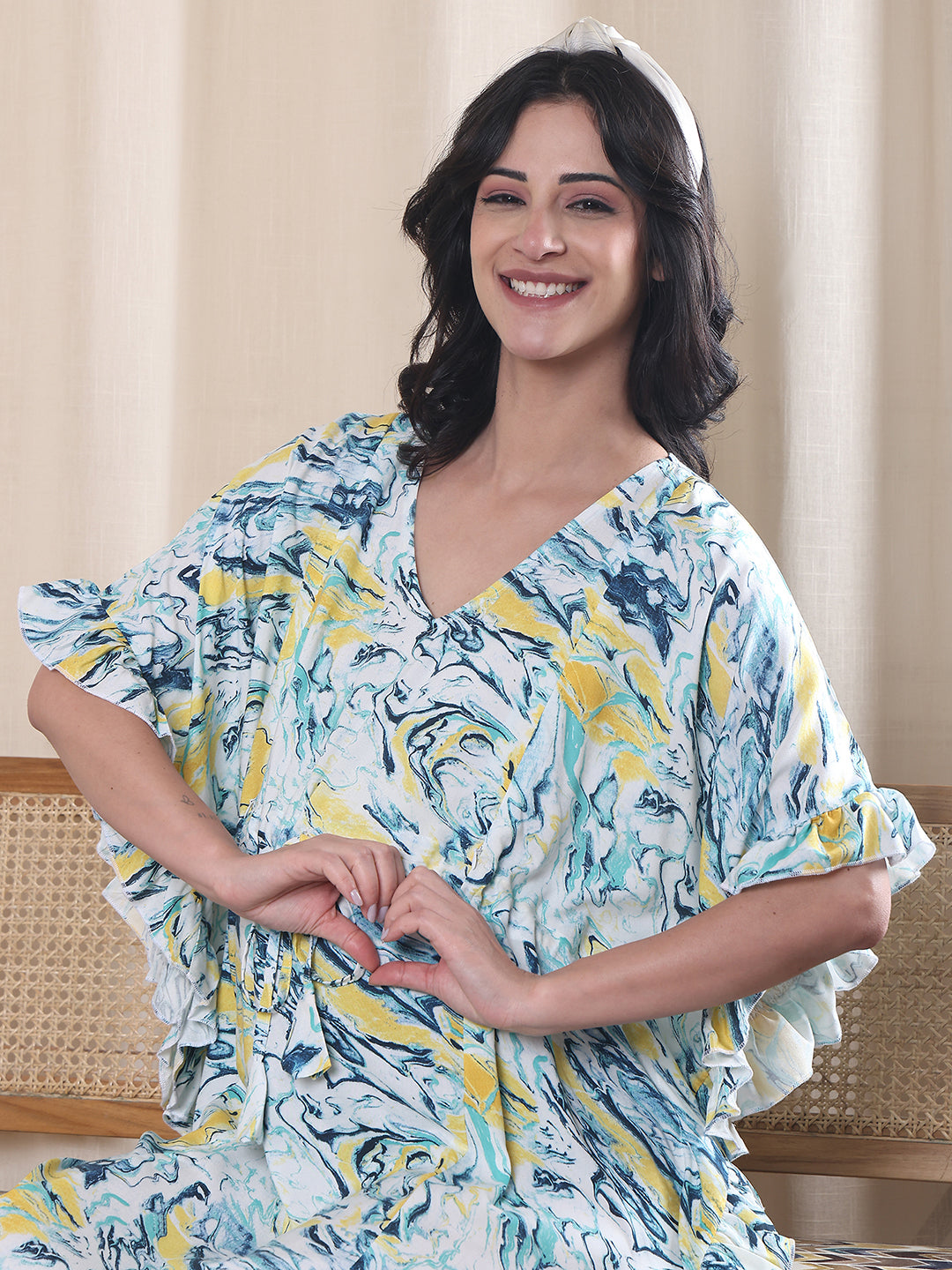 Blue Marble Rayon Maternity Kaftan