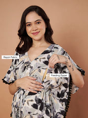 Secret Wish Black Floral Rayon Maternity Kaftan