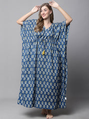 Navy Blue Floral Kaftan
