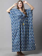 Navy Blue Floral Kaftan