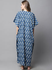 Navy Blue Floral Kaftan