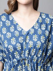 Navy Blue Floral Kaftan