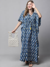 Navy Blue Floral Kaftan