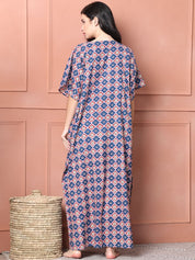 Blue Floral Cotton Kaftan