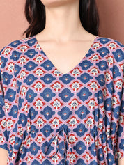 Blue Floral Cotton Kaftan