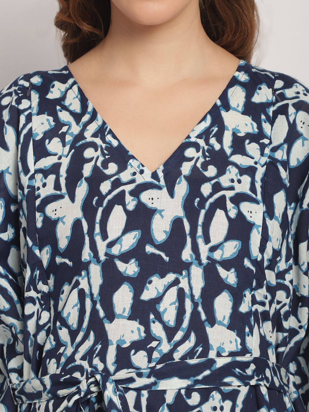 Blue Maternity Print Kaftan Nightdress