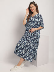 Blue Maternity Print Kaftan Nightdress