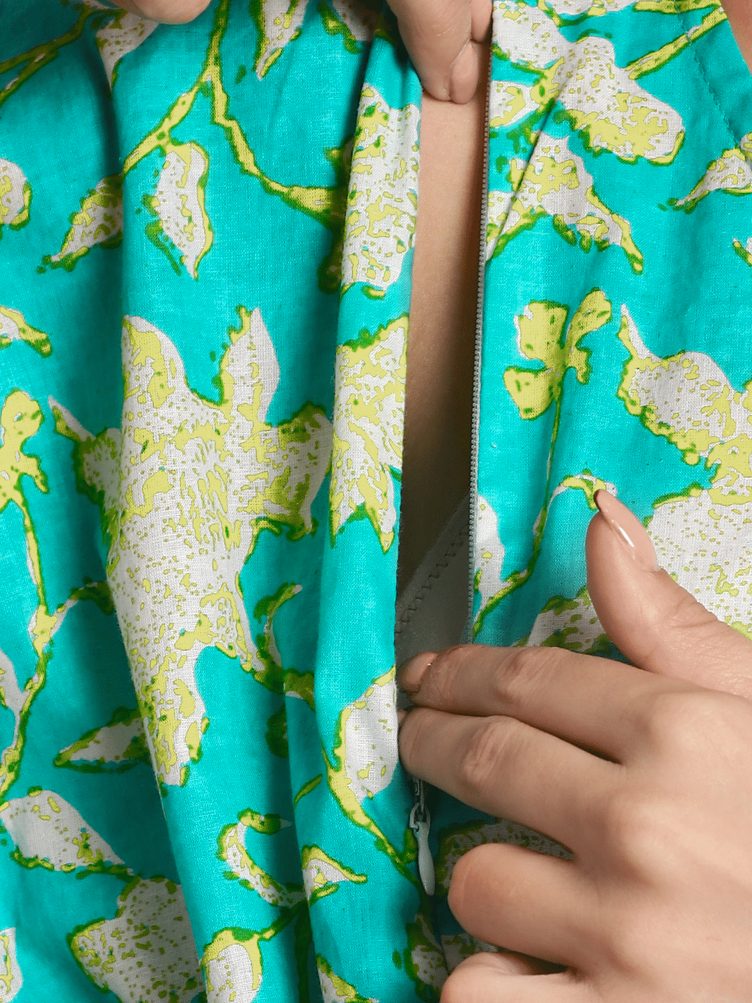 Sky Blue Floral Printed Maternity Kaftan Nighty