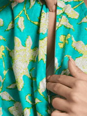 Sky Blue Floral Printed Maternity Kaftan Nighty