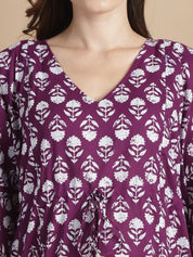Purple Floral Cotton Maternity Kaftan
