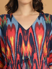 Multi Color Abstract Print Cotton Maternity Kaftan Nighty