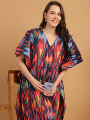 Multi Color Abstract Print Cotton Maternity Kaftan Nighty