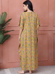 Floral Yellow Cotton Maternity Kaftan