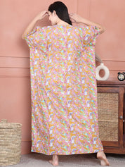 Secret Wish Pink Floral Cotton Maternity Kaftan Full Length