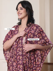 Purple Floral Cotton Maternity Kaftan