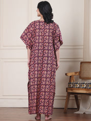 Purple Floral Cotton Maternity Kaftan