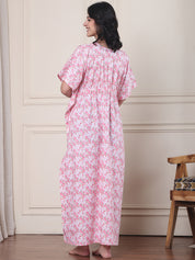 Pink Floral Pure Cotton Maternity Kaftan