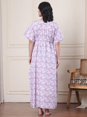 Lavender Floral Pure Cotton Maternity Kaftan