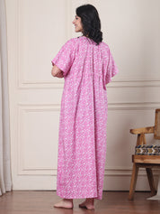Pink Floral Pure Cotton Maternity Kaftan