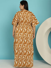 Mustard Floral Cotton Plus size Nighty